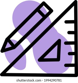 Sewing pencil and ruler, illustration, on a white background.