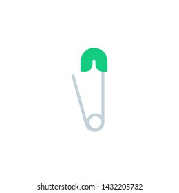 Sewing pin flat icon, vector sign, Safety pin colorful pictogram isolated on white. Symbol, logo illustration. Flat style design