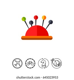 Sewing Pins in Pin Cushion Icon