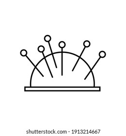sewing pins in pin cushion vector illustration