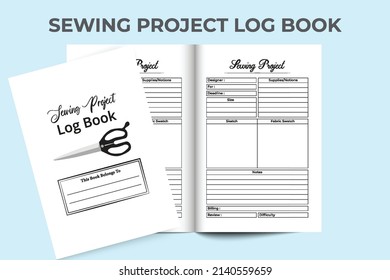 Sewing project journal interior. Fabric measurement and fashion designer notebook template. Interior of a journal. Sewing project planner and business finance checker log book interior.