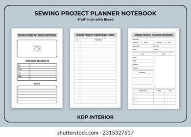 Sewing Project Planner Notebook KDP Interior