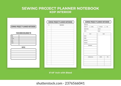 Sewing Project Planner Notebook KDP Interior