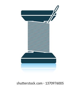 Sewing reel with thread icon. Shadow reflection design. Vector illustration.
