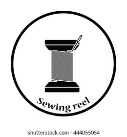 Sewing reel with thread icon. Thin circle design. Vector illustration.