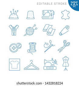 Sewing Related Icons. Editable Stroke. Thin Vector Icon Set