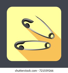 Sewing safety pin concept background. Cartoon illustration of sewing safety pin vector concept background for web design