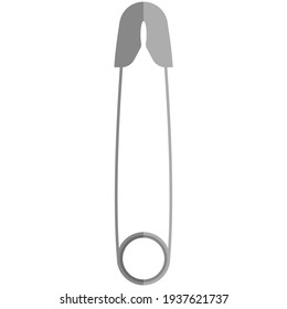 Sewing safety pin icon. Handmade and craft tool vector. Close steel hook with needle and head isolated on white background. Tailoring and needlework