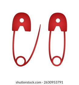 Sewing safety pins. Vector illustration.  
