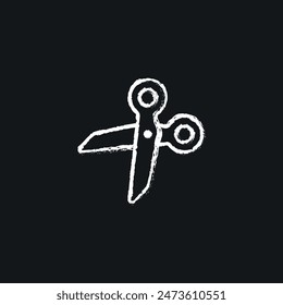 Sewing scissors chalk icon. Line customizable illustration. Contour symbol. Vector isolated outline drawing.