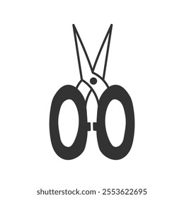 Sewing Scissors Doodle Icon. Hand drawn grafting tool. Handicraft symbol. Isolated vector illustration