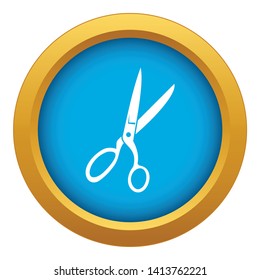 Sewing scissors icon blue vector isolated on white background for any design