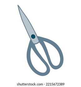 Sewing scissors icon in cartoon style. Hand drawn vector illustration of tailor supplies, handicraft accessories, needlework