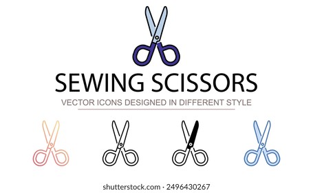 Nähen Schere Symbol-Design mit weißem Hintergrund Stockgrafik