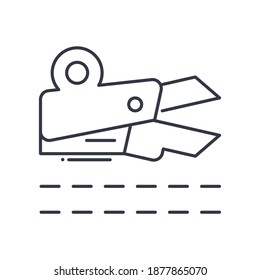 Icono de tijeras de coser, ilustración lineal aislada, vector de línea delgada, signo de diseño web, símbolo de concepto de contorno con trazo editable sobre fondo blanco.