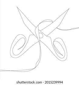 Sewing scissors line art design 
