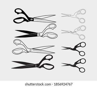 Plantilla del logotipo de las tijeras de costura. Diseño vectorial a medida. Ilustración vectorial para taller o costura. Diseño de símbolo de icono del vector del logotipo de ilustración simple.  