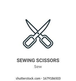 Sewing scissors outline vector icon. Thin line black sewing scissors icon, flat vector simple element illustration from editable sew concept isolated stroke on white background
