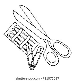 sewing scissors with pins and hooks