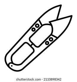 Sewing Scissors Vector Outline Icon Isolated On White Background
