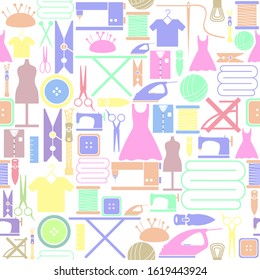 sewing seamless pattern background icon.