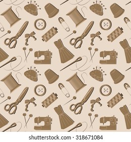 Sewing seamless pattern . Seamless pattern with sewing tools .
