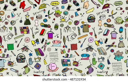Sewing, seamless pattern for your design