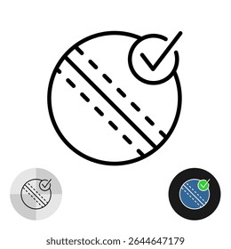 Sewing seams quality approved icon. Textile goods feature with stitch fragment line style symbol
