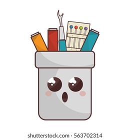 Sewing set comic character isolated icon