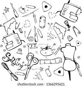 sewing set doodlr vector