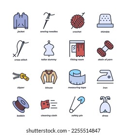 sewing set icon, isolated sewing set sign icon, icon color editable. vector illustration