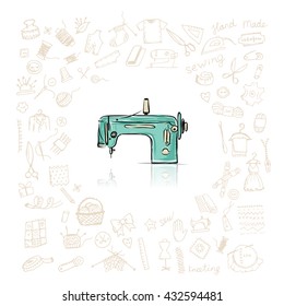 Sewing Set Sketch Your Design Vector Stock Vector (Royalty Free ...