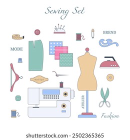 Sewing set. Vector illustration.
For tailors, ateliers, sewing workshops
