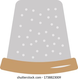 Sewing Steel Thimble Concept, Dressmaker and tailor Metal Equipment Vector Icon design