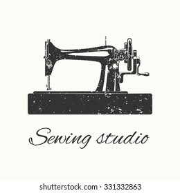 sewing studio emblem in retro vintage style