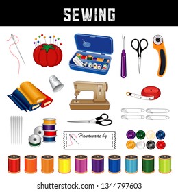 Sewing Supplies for Do It Yourself  sewing, tailoring, dressmaking, needlework, darning, arts and crafts.