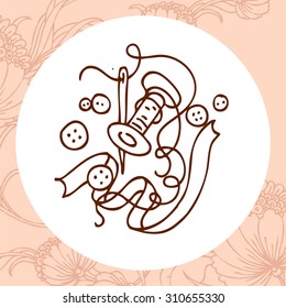 Sewing supplies in the form of a circle