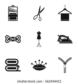 Sewing supplies icons set. Simple illustration of 9 sewing supplies vector icons for web