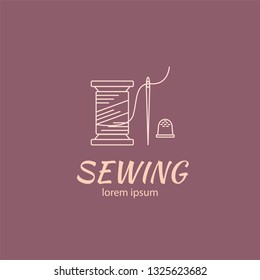 Sewing supplies vector line collection. Icon collection made in line style. Concept for infographic, banner design or web page. Template for design, fabric, print.
