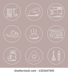 Sewing supplies vector line collection. Icon collection made in line style. Concept for infographic, banner design or web page. Template for design, fabric, print.