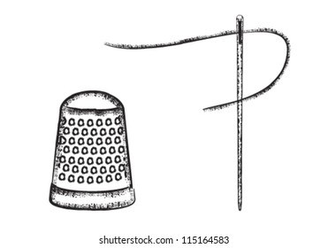 Sewing symbols set 4: Thimble and Needle with Thread ( You can find seven more sets from the same series in my portfolio. )