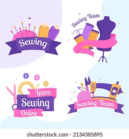 Sewing or Tailor Classes Post Template Flat Illustration Editable of Square Background Suitable for Social media, Greeting Card and Web Internet