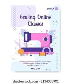 Sewing or Tailor Classes Poster Template Flat Illustration Editable of Square Background Suitable for Social media, Greeting Card and Web Internet