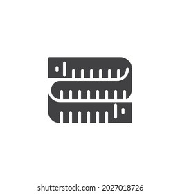 Icono de vector de regla de costura. signo plano relleno para concepto móvil y diseño web. Icono de glifo de cinta medidor. Símbolo, ilustración del logotipo. Gráficos vectoriales