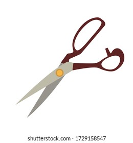 Sewing Tailor Scissors. Cross Stitch Craft Sewing Accessories. Professional Dressmaker Shears, Sharp for Cloth Cutting, Dressmaking, Quilting. embroidery tool. Doodle. Needlework concept. Hand drawn 