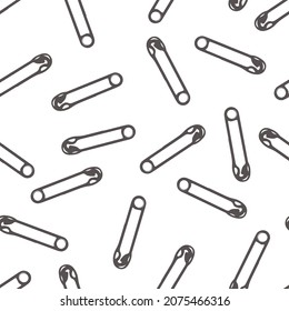 Sewing and tailoring, safety pin for clothes, symbol of security and luck.Tool with sharp needle, clasp for connecting pieces together. Seamless pattern background or print. Vector in flat style