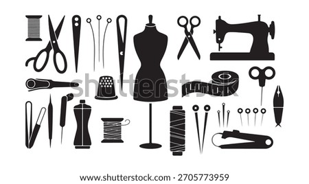 Sewing and tailoring tools and notions silhouette bundle