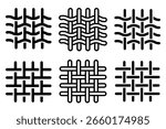 Sewing textile icon set. Textile fabric icons. Textile label product, sign, logo, badge, sticker, symbol, black, circle, line, flat vector, isolated illustration on white background.