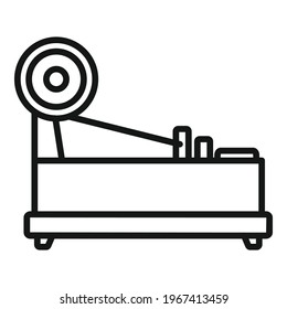 Nähen der Textilmaschinensymbol. Umriss Nähmaschine, Vektorsymbol für Webdesign einzeln auf weißem Hintergrund