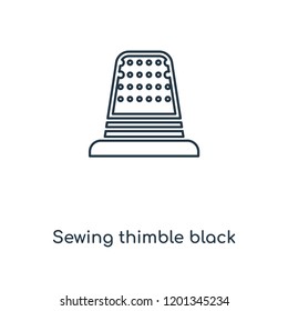 Sewing thimble black variant concept line icon. Linear Sewing thimble black variant concept outline symbol design. This simple element illustration can be used for web and mobile UI/UX.